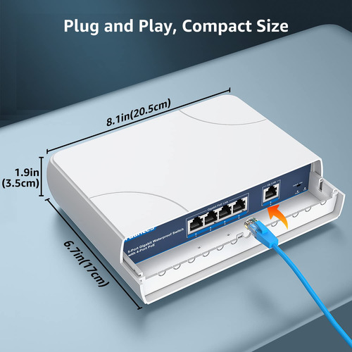 Conmutador Ethernet Yuanley De 4 Puertos Poe Gigabit 78 W A