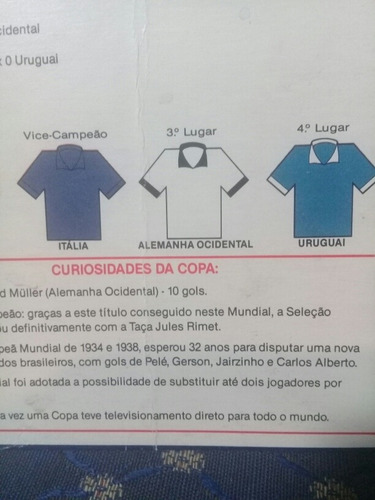 Cards Omo História Das Copas 1970 Raridade