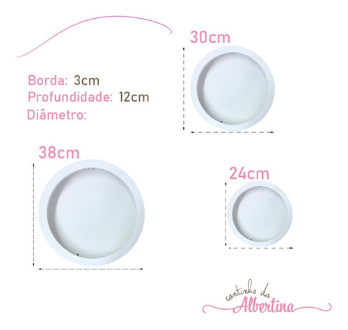 Imagem 3 de 6 de Nichos Redondo Branco Premium Para Decoração Kit Com3