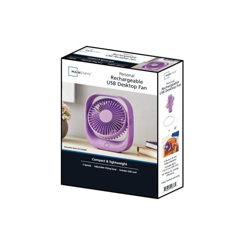 Mainstays Personal Recargable Usb Ventilador De Sobremesa P.