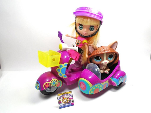 Littlest Pet Shop Blythe With Scooter Set + Accesorios Orig.