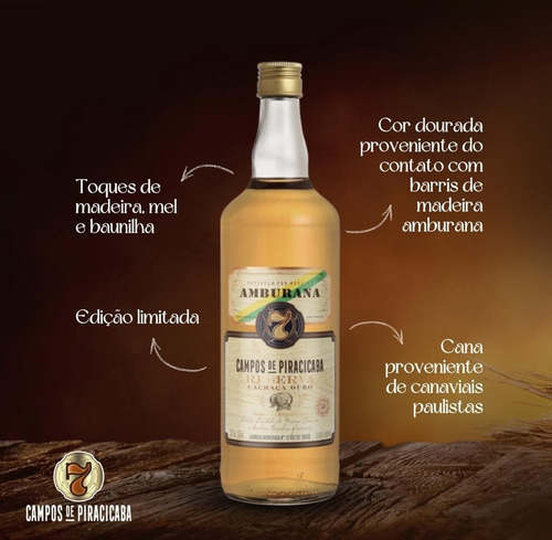 Cachaça 7 Campos Amburana Garrafas Numeradas 970ml Reserva
