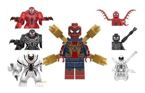 Pack-7 Spiderman Con Simbiontes Figuras De Bloques