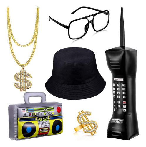 Kit De 6 Accesorios Para Disfraz De Hip Hop De Los 80 Y 90