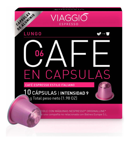 Caja X10 Capsulas Viaggio Nespresso Cafe Lungo Capsuland