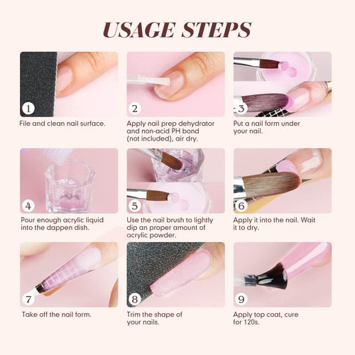 Kit De Uñas Acrílicas Saviland Starter Con Polvo Y Líquido A