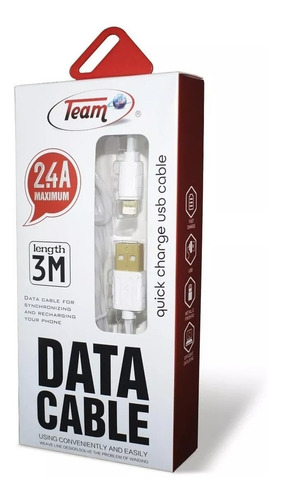 Cable Usb 3 Metros En Silicona Team Android Micro Usb