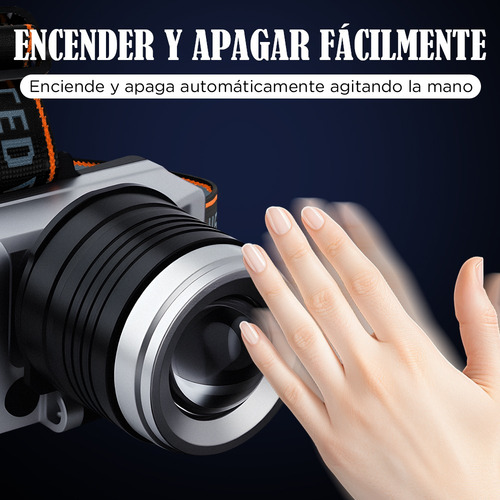 Lámpara Cabeza Led Linterna Minera Recargable Usb Con Sensor