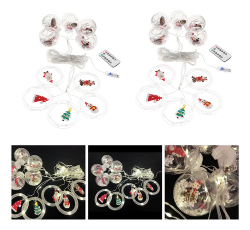 2 Para Valla De Jardín, Luces Led Impermeables. Papa Noel