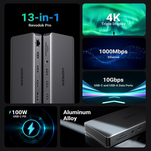 Adaptador Multipuertos 13 En 1 Usb C 4k60hz Ugreen 15978 Col