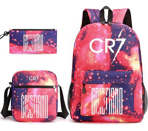 Cristiano Ronaldo Mochilas Para Meninos E Meninas 3 Peças Cor Vermelho