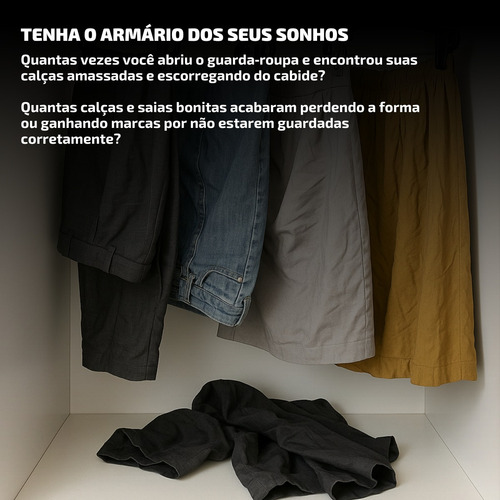 Kit 12 Cabide Com Presilha Antiderrapante Calça Shorts Saia