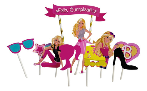 Kit Toppers Tortas Y Cupcake Barbie Cotillón Cumpleaños 