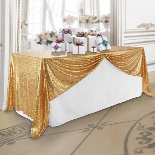 Lann's Linens 60  X 102  Gold Sequin Tablecloth Sparkly Rect