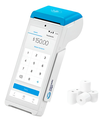 Mercado Pago Point Smart Chip 4g Celular + Impresora Posnet Azul