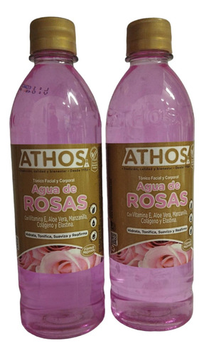 Agua De Rosas Athos Medio Litro 500ml - mL a $18
