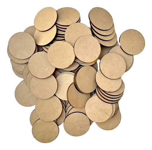100 Pzas. Círculos De 5cm De Madera Mdf De 3mm
