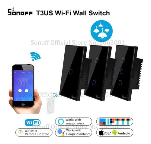 Imagen 2 de 6 de Sonoff T3 Interruptor Pared 1 Botón Wifi Y 433 Mhz Macrotec