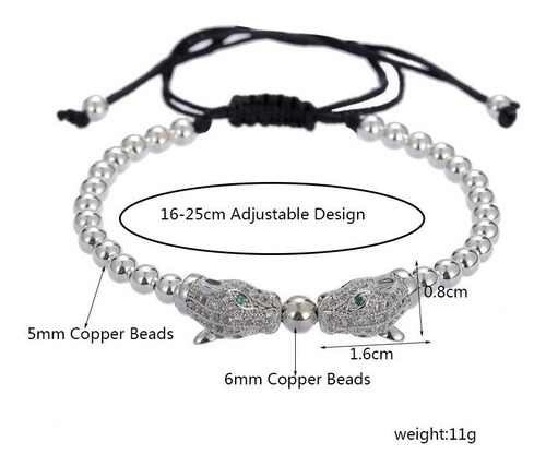 Excelente Pulsera Dorada Cabezas De Jagures Unisex Moda