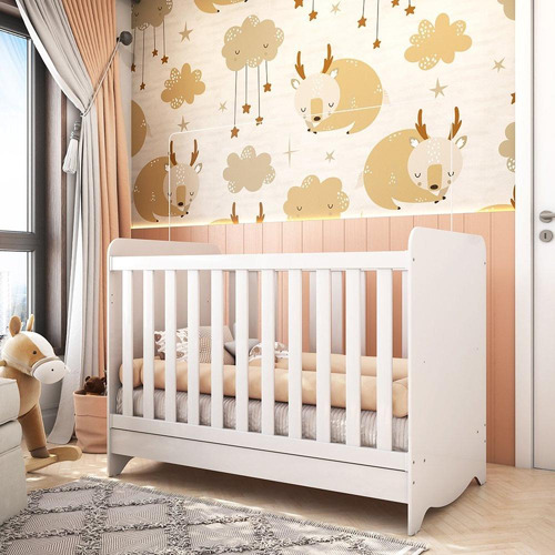 Berço Mini Cama Americano Mdf 3 Em 1 Ben Branco Brilho