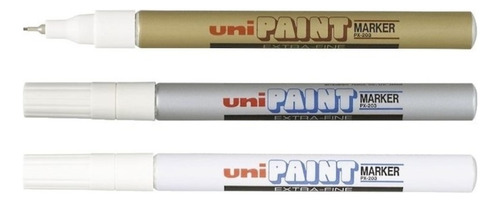 Marcador Uni Paint Px203 X 10un De Pintura Oro Plata Blanco