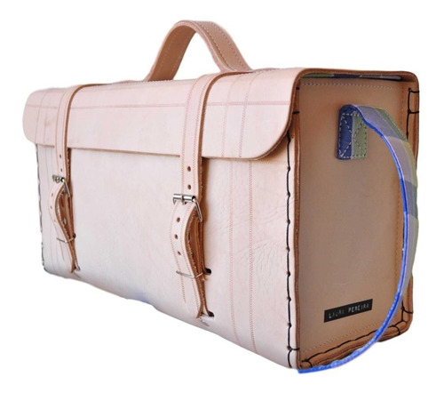 Imagem 2 de 6 de Bolsa G Em Couro Natural - Alça Regulável Em Tecido