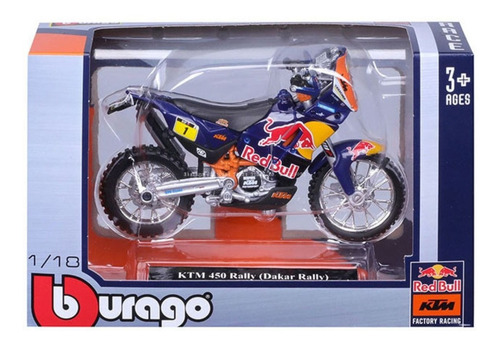 Miniatura Ktm 450 Dakar Rally Red Bull 1:18 Bburago Color Azul