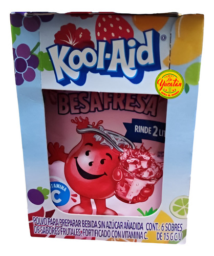 Caja 6 Sobres 15g C/u Kool-aid Besafresa Rinde 2lts Cada Uno