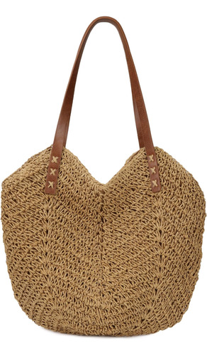 Bolso Grande De Paja Para Mujer, Bolso De Hombro De Playa Te