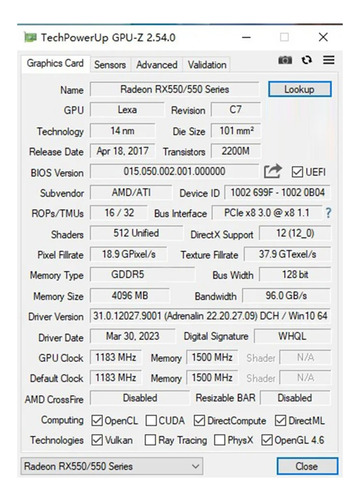 Rx550 4 Gb Gpu Gddr5 14 Nm Para Juegos De Pc De Escritorio V