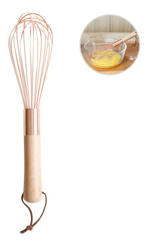 Batidor De Huevos, Mango De Madera, Acero Inoxidable