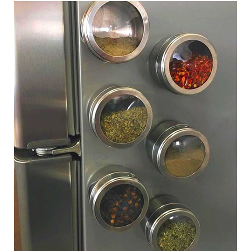 Imagem 5 de 10 de Porta Temperos Condimento Inox Imã Geladeira Magnético