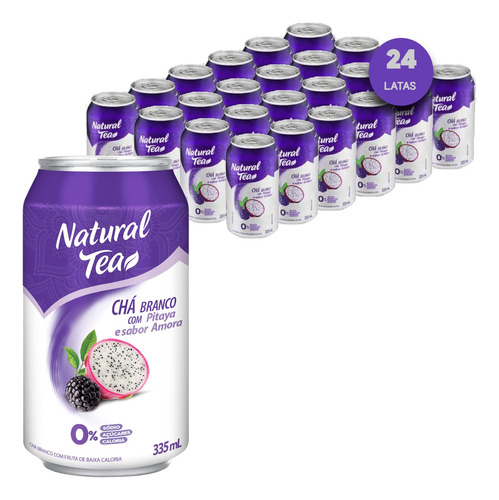 Chá Branco Pitaya E Amora Natural Tea 335ml (24 Latas) Kit