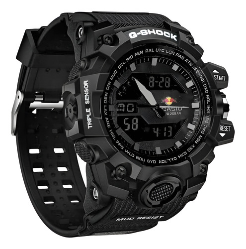 Reloj Hombre Deportivo Sumergible Luz Alarma Fecha Negro Negro Negro