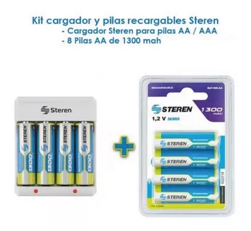 Paquete de 4 pilas recargables “AA” NiMH 1300 mAh marca Steren.