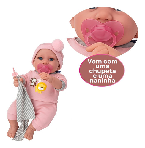 Boneca Bebê Com Amor Cotiplás Reborn Acessórios 40cm Vinil