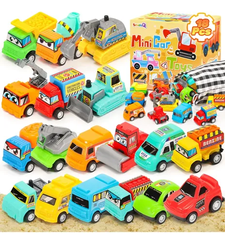 Set De 4 Coches De Juguete – Camión Hormigonera, Excavadora Y Más, Vehículos De Construcción Sin Pilas, Regalo Para Niños De 2 A 5 Años
