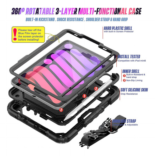 Funda Para iPad Mini 7 (a17 Pro) 2024/ Mini 6 2021 8.3 Rudo