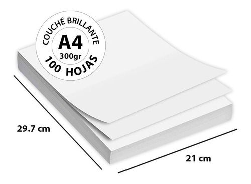 Papel Couche Brillante A4 300 Gr - 100 Hojas | Meses sin intereses