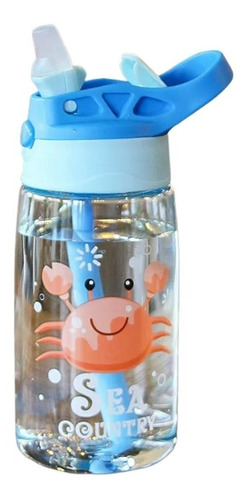 Garrafa Squeeze Infantil Agua Com Bico Retrátil Livre De Bpa Cor Azul-claro