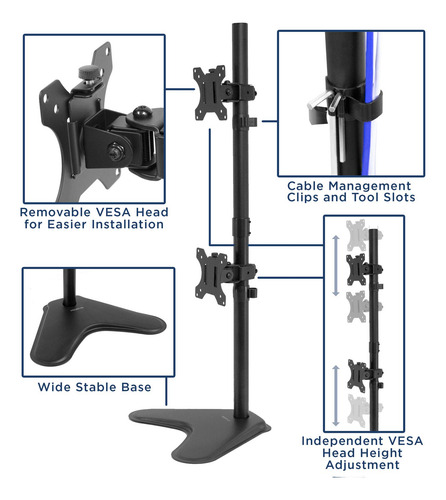 Soporte Vertical Doble Para Monitor Ajustable De Escritorio