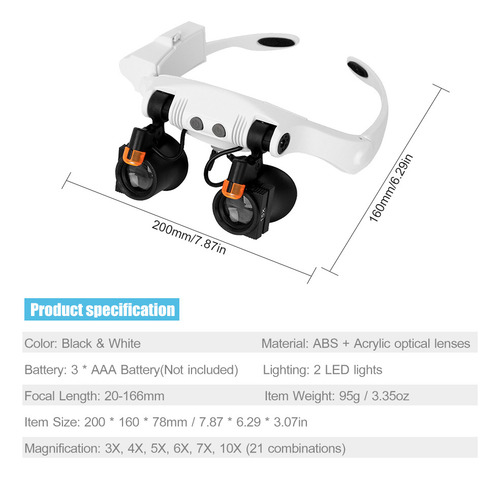 Lupa Con Diadema Con Luces Led Y MĂșltiples