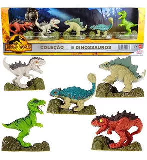 Jurassic World Kit 5 Mini Bonecos Dinossauros - Mattel Gxw45