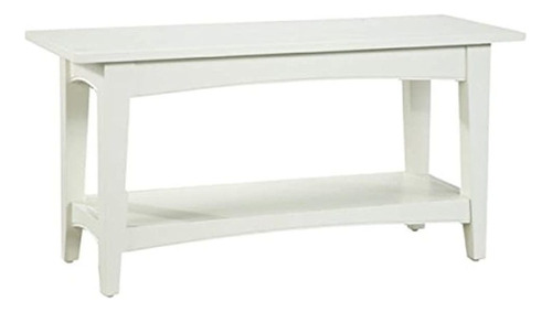 Mesa Auxiliar Con Estante De Madera Color Blanco 2 Niveles.