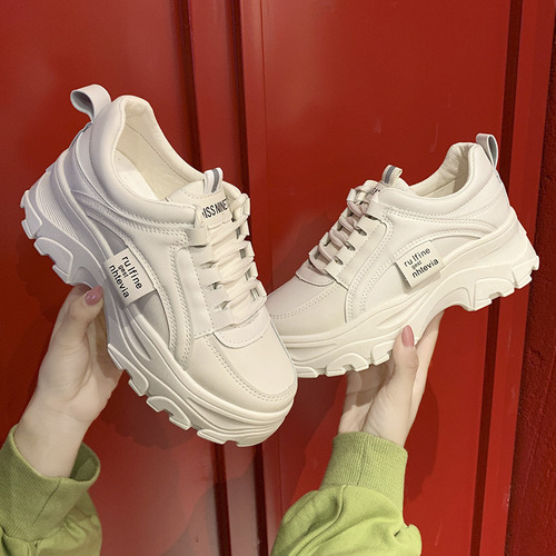 Zapatillas Con Plataforma Para Mujer, Suela Gruesa, Zapatos Casuales Con Cordones