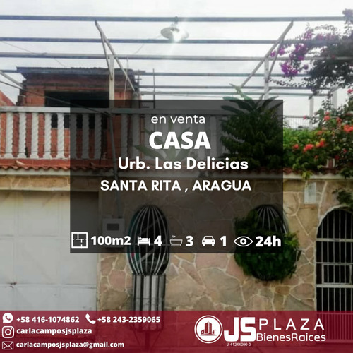 Imagen 1 de 12 de En Venta Casa, Urb Las Delicias Santa Rita 04161074862