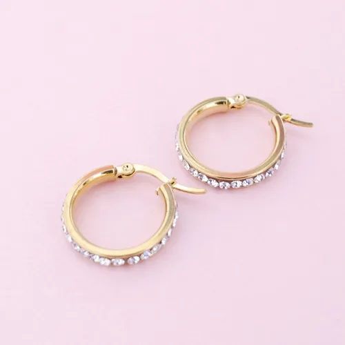 Aros Argolla De Acero Quir rgico Dorado Con Strass MercadoLibre