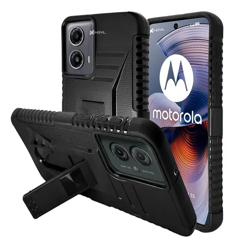 Custodia Motorola Moto G55 5G Pixfab, Fibra Carbonio E Silicone Antiurto, Nero