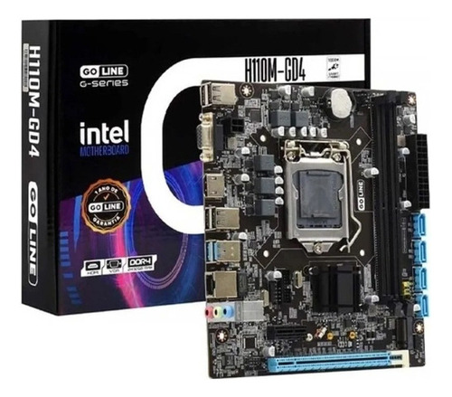 Placa Mae Goline Gl H110m Gd4 Intel Lga1151 32gb Ddr4 Hdmi Cor Azul-turquesa