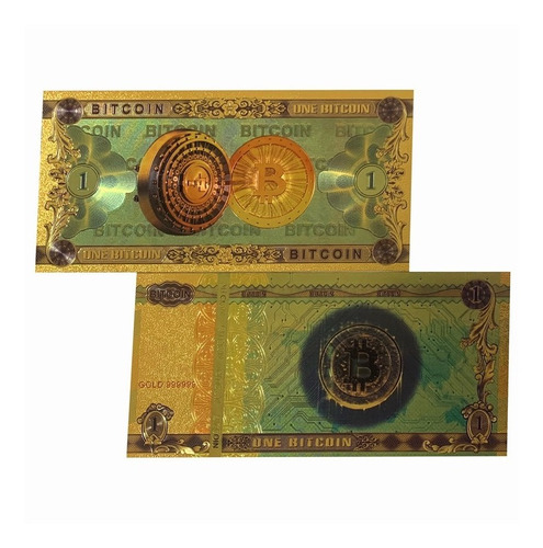 Imagen 1 de 8 de Billete Bitcoin Coleccionable Oro Minería 